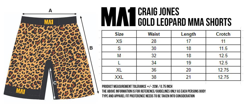 MA1 Craig Jones Gold Leopard MMA Shorts