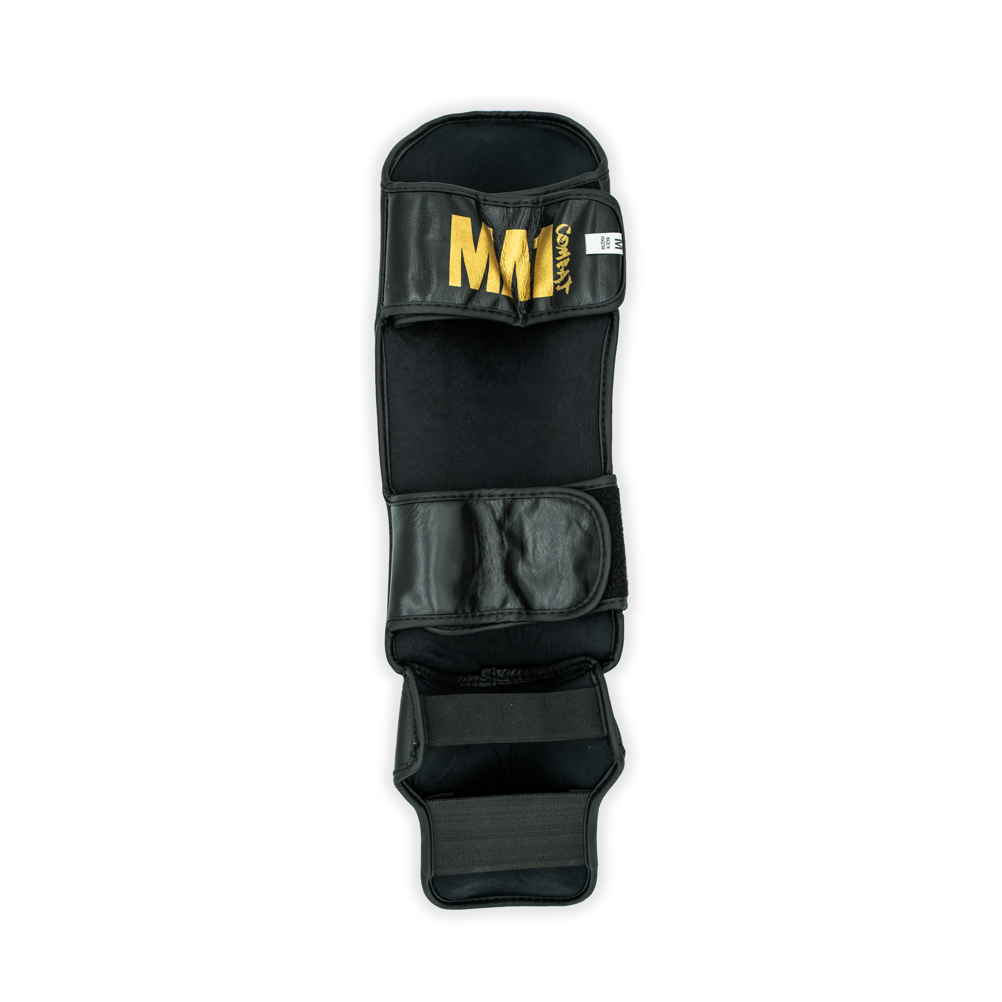 MA1 Black Gold Leather Shin Guards